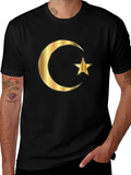Crescent Moon & Star Graphic Black T-Shirt