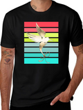 Hummingbird Retro Striped Graphic Tee