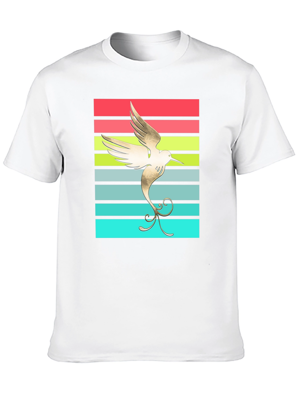 Hummingbird Retro Striped Graphic Tee