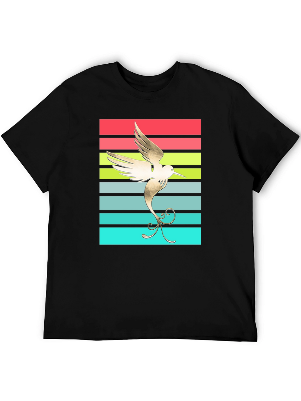 Hummingbird Retro Striped Graphic Tee