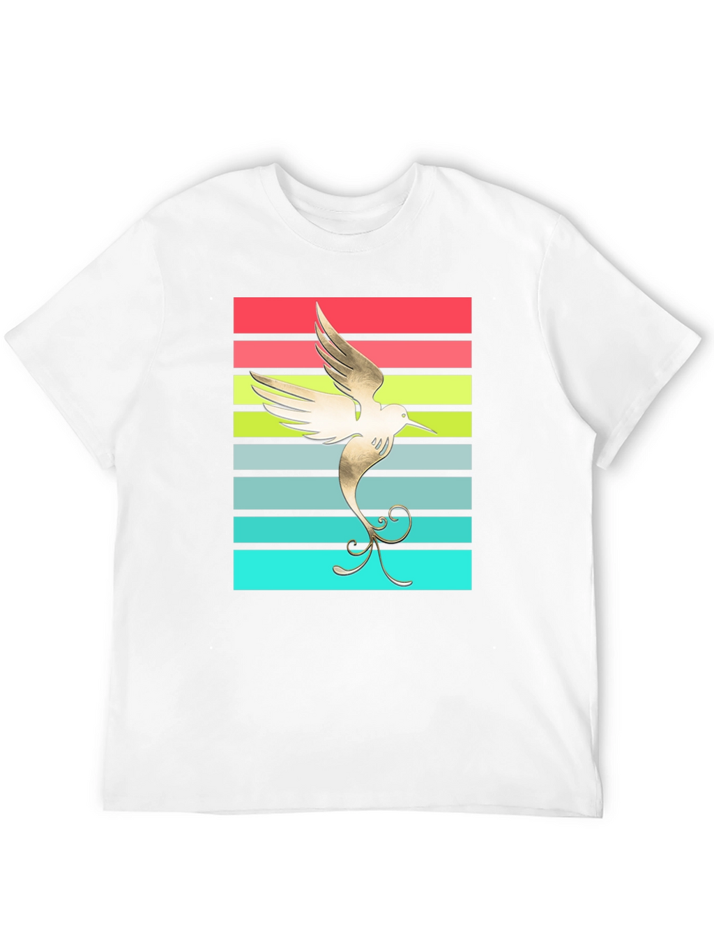 Hummingbird Retro Striped Graphic Tee