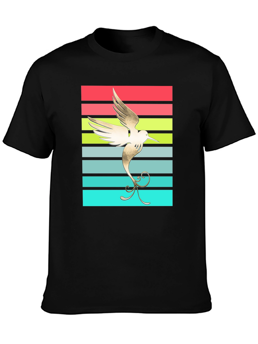 Hummingbird Retro Striped Graphic Tee