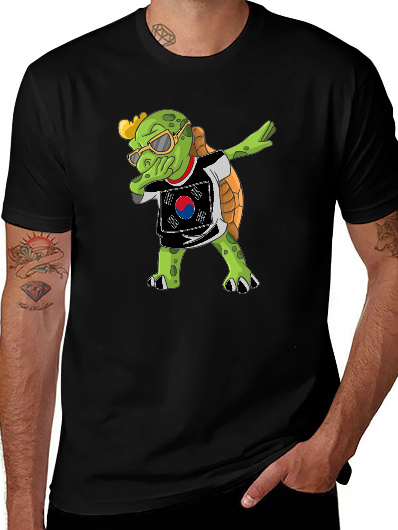 Dabbing Turtle South Korea Flag T-Shirt