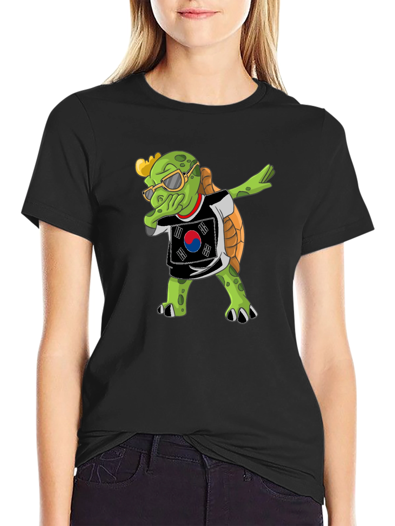 Dabbing Turtle South Korea Flag T-Shirt