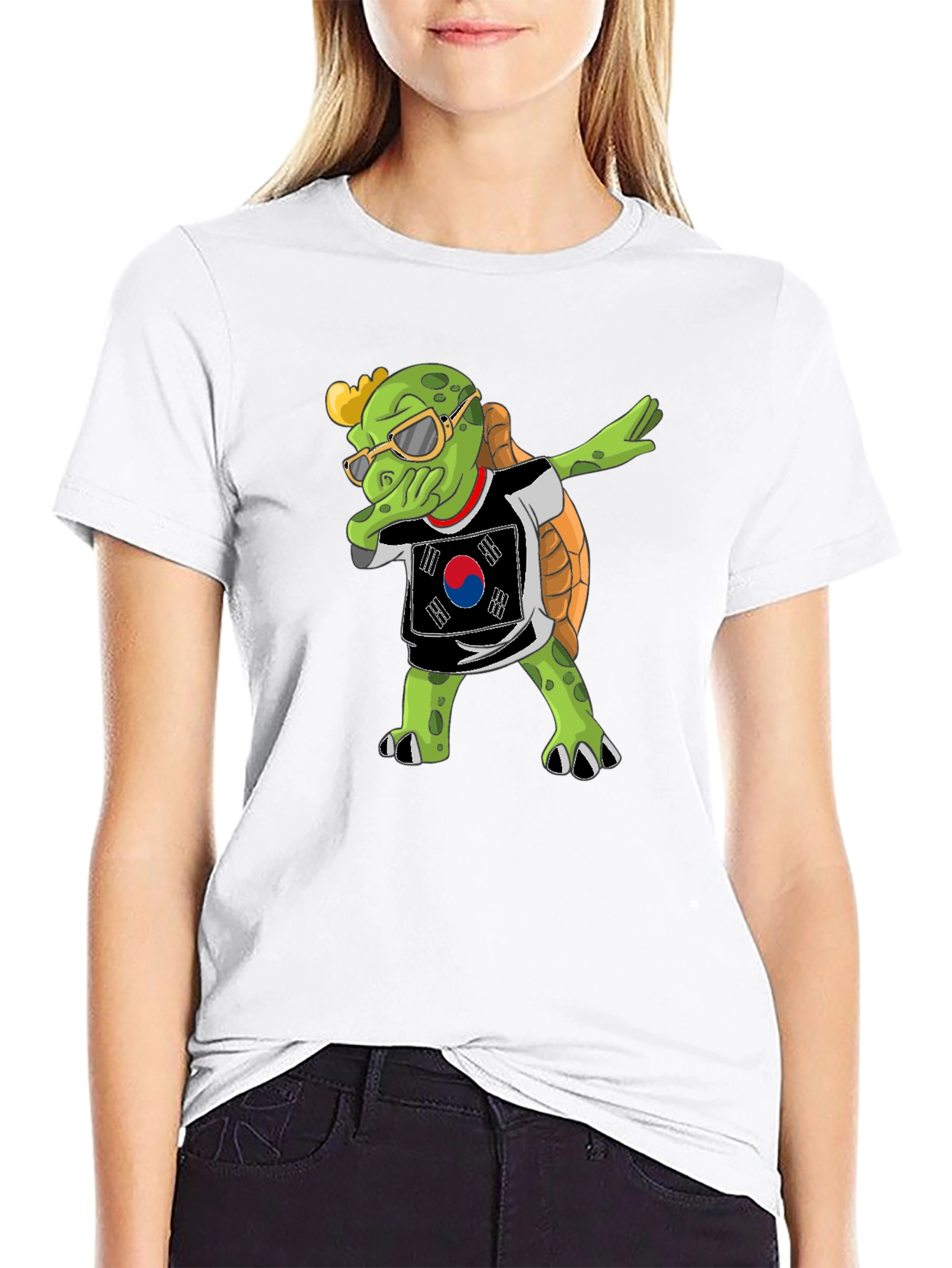 Dabbing Turtle South Korea Flag T-Shirt