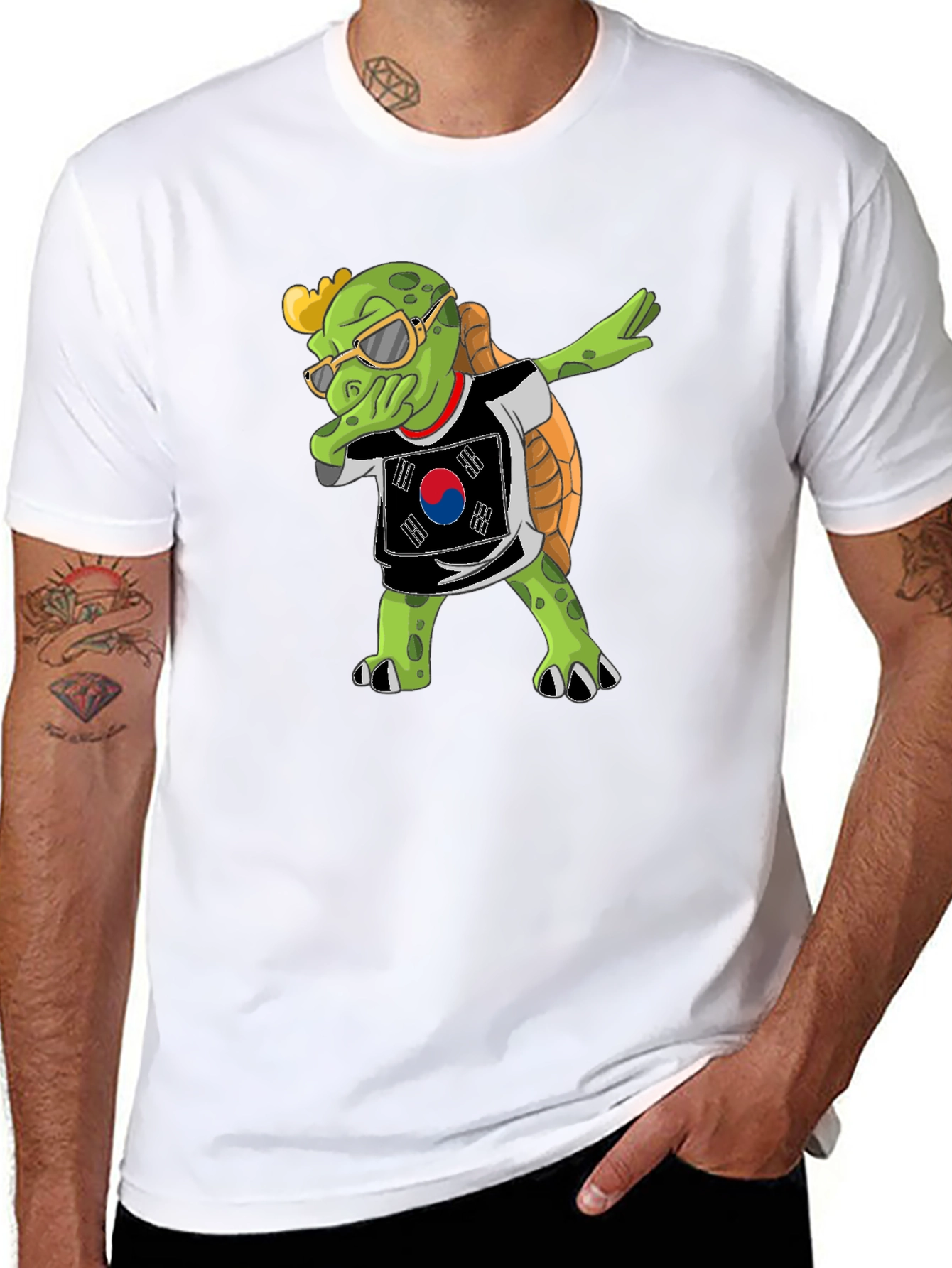 Dabbing Turtle South Korea Flag T-Shirt