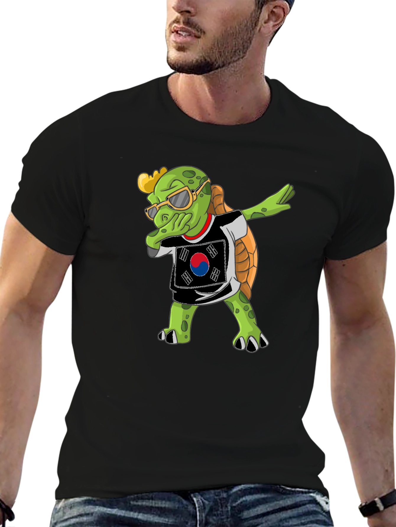 Dabbing Turtle South Korea Flag T-Shirt