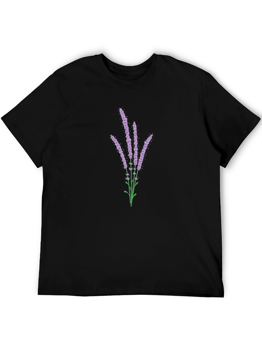 Lavender Bouquet Graphic Black T-Shirt
