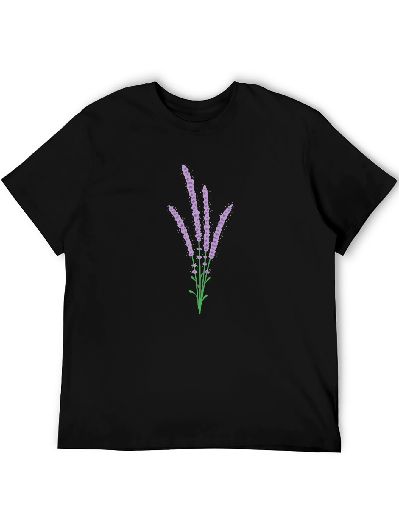Lavender Bouquet Graphic Black T-Shirt
