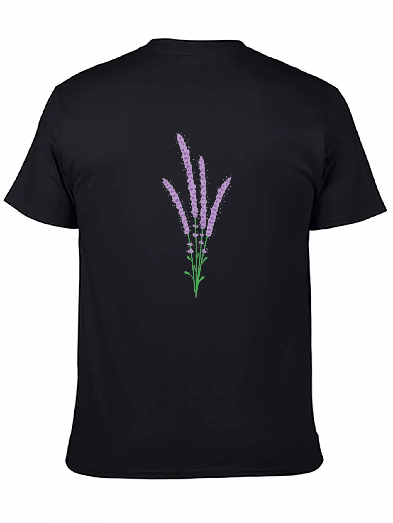 Lavender Bouquet Graphic Black T-Shirt