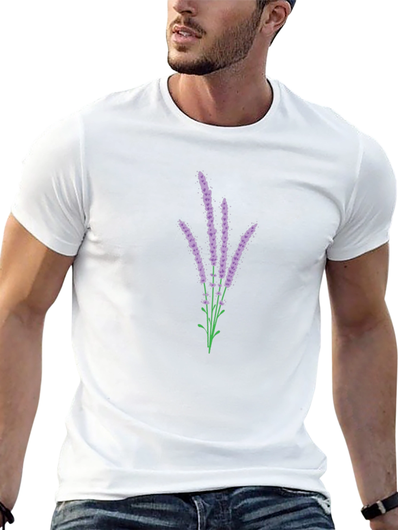Lavender Bouquet Graphic Black T-Shirt