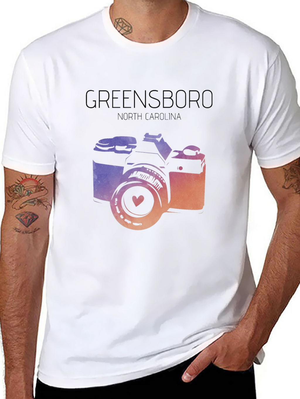 Greensboro NC Camera Graphic Tee - Black