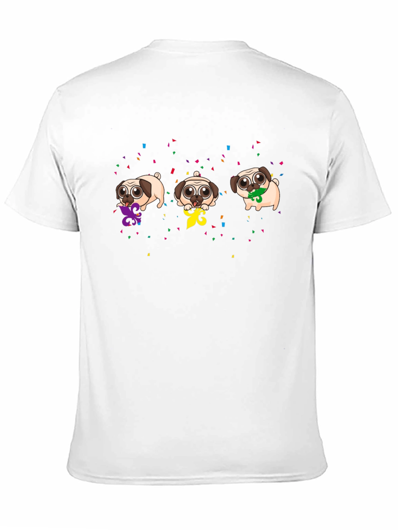 Mardi Gras Pugs Black T-Shirt