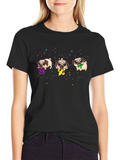 Mardi Gras Pugs Black T-Shirt