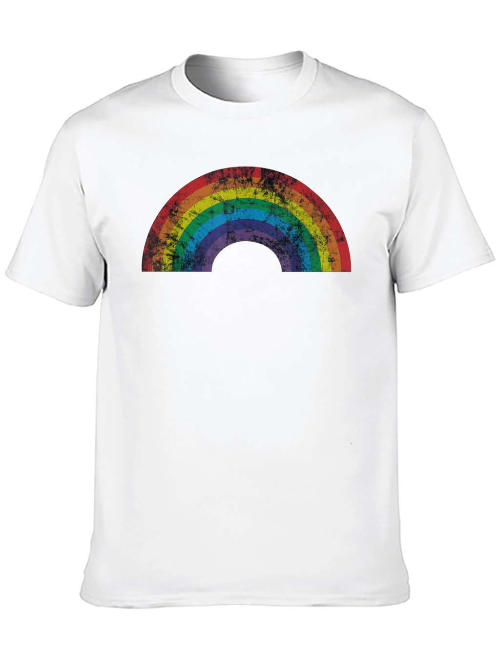 Retro Rainbow Graphic Tee - Distressed Pride Shirt