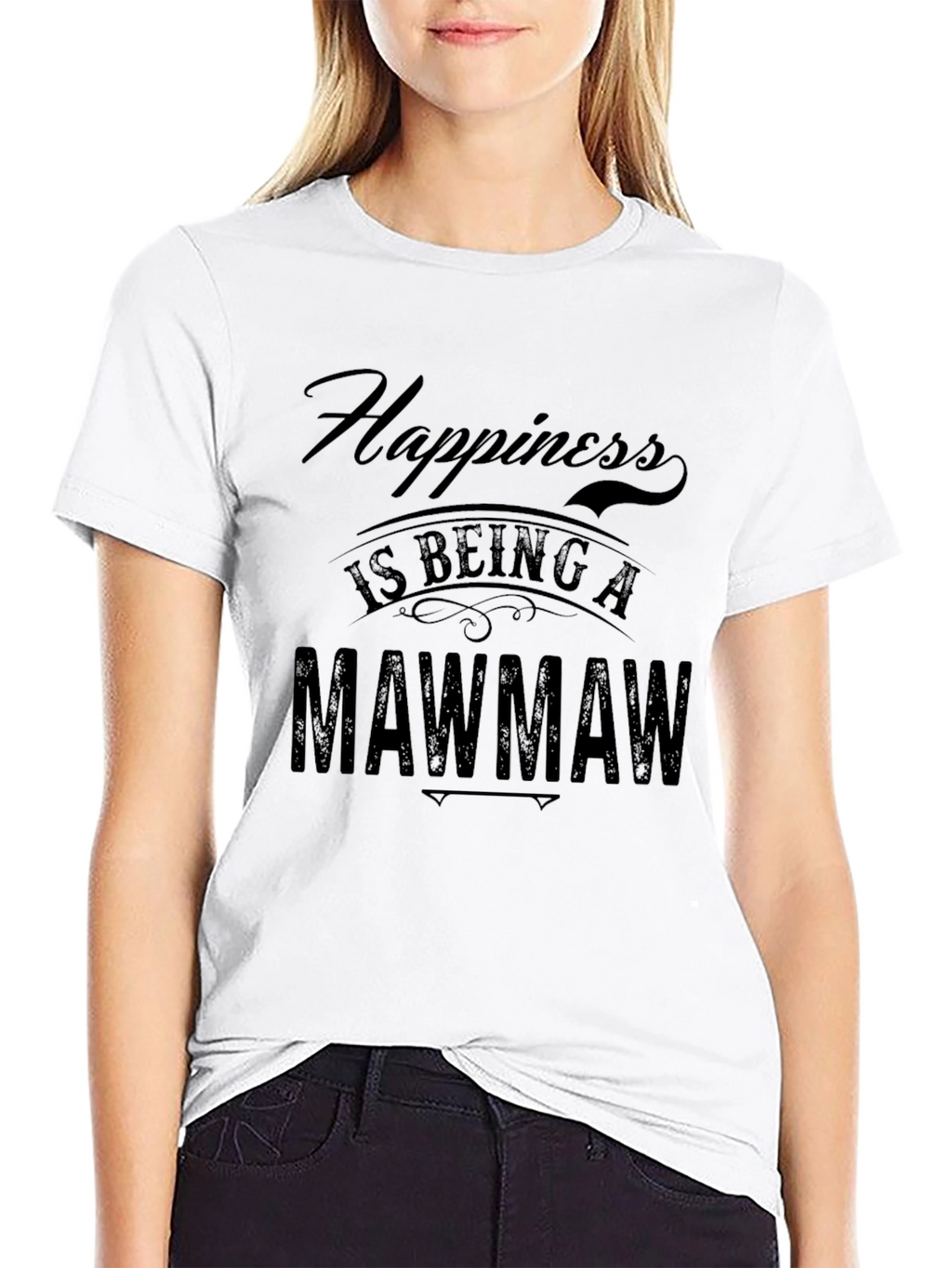 Happiness Is Being A Mawmaw Black T-Shirt