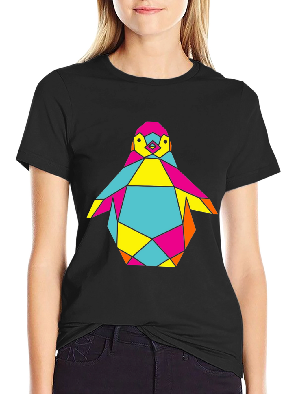 Geometric Penguin Graphic Tee - Cool Modern Design
