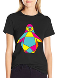 Geometric Penguin Graphic Tee - Cool Modern Design