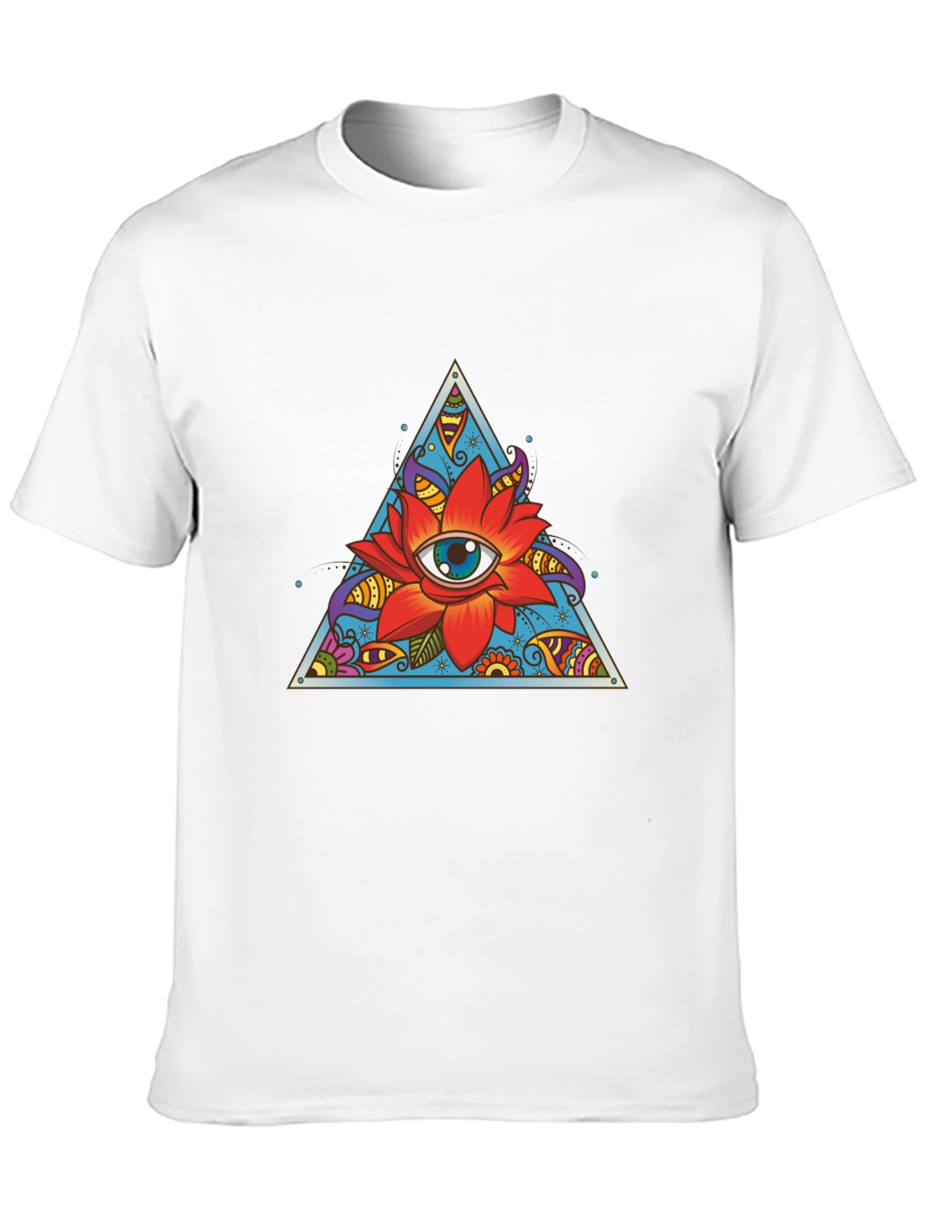 Eye Flower Triangle Graphic Tee - Black