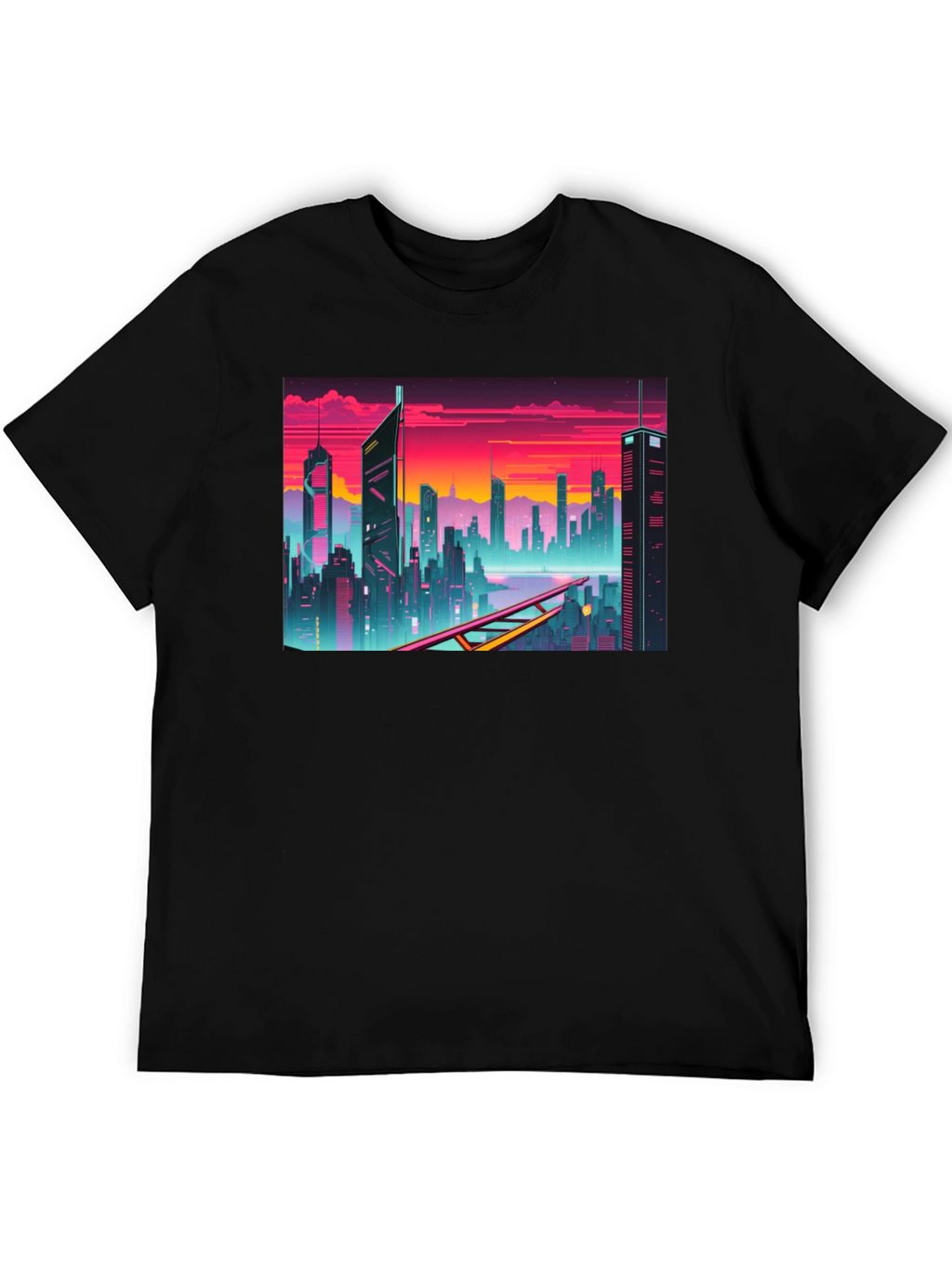 Cyberpunk Cityscape Graphic T-Shirt