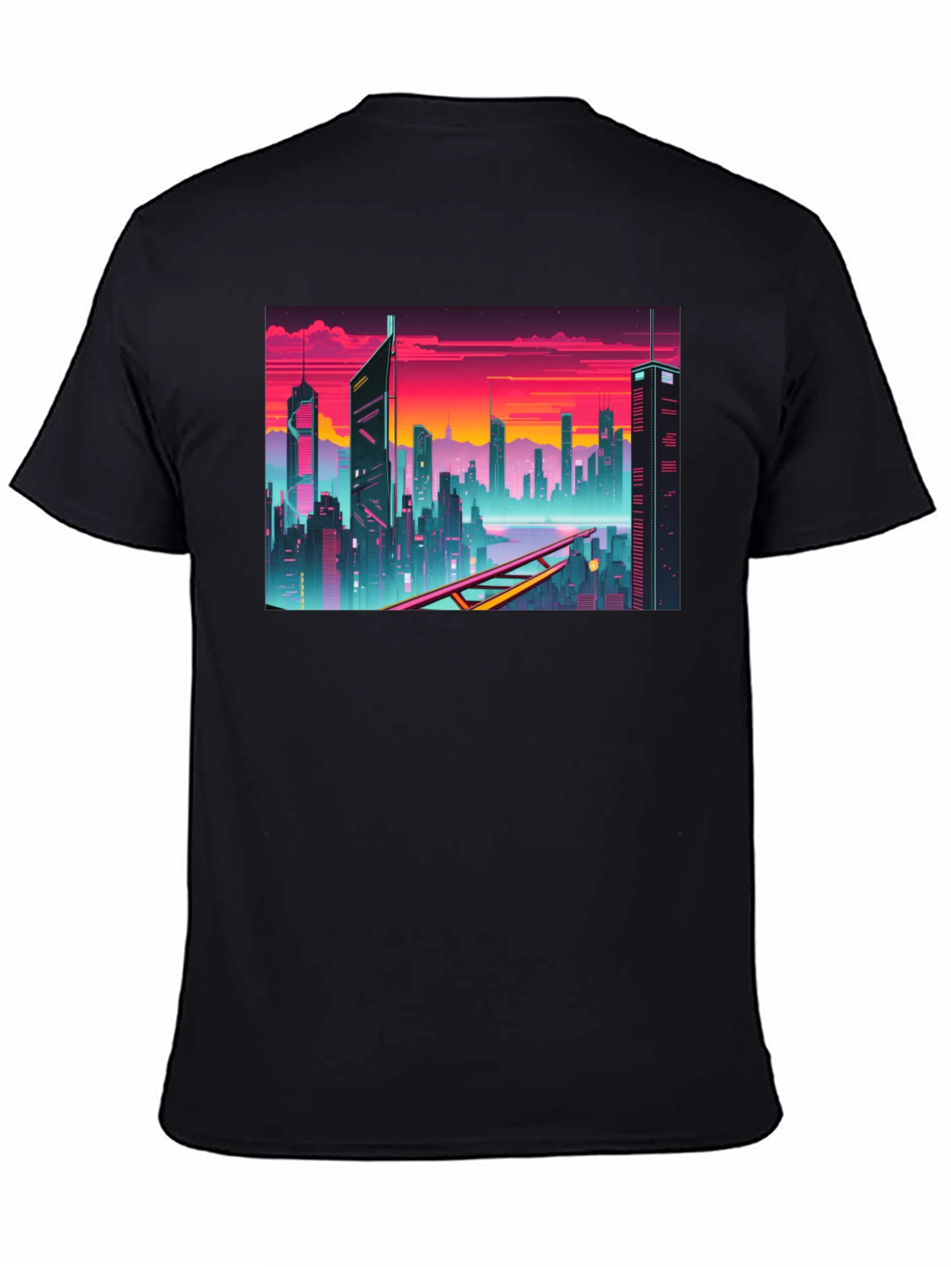 Cyberpunk Cityscape Graphic T-Shirt