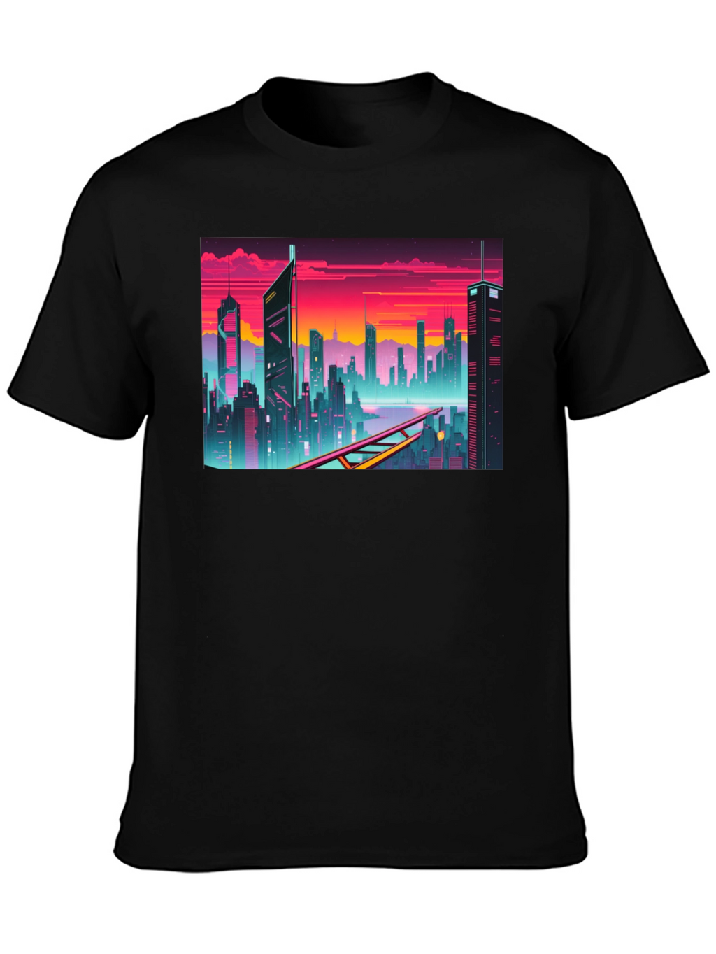 Cyberpunk Cityscape Graphic T-Shirt