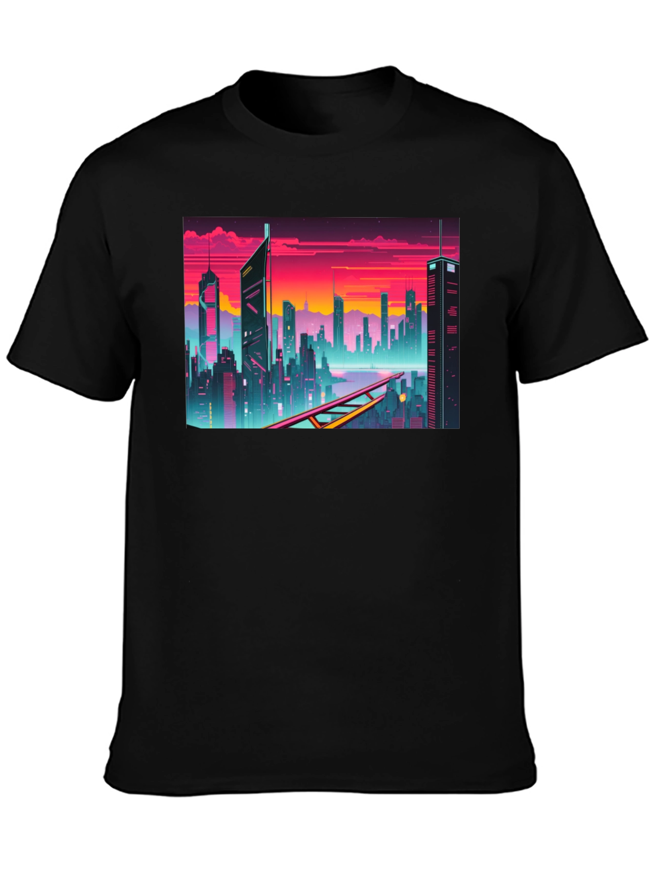 Cyberpunk Cityscape Graphic T-Shirt