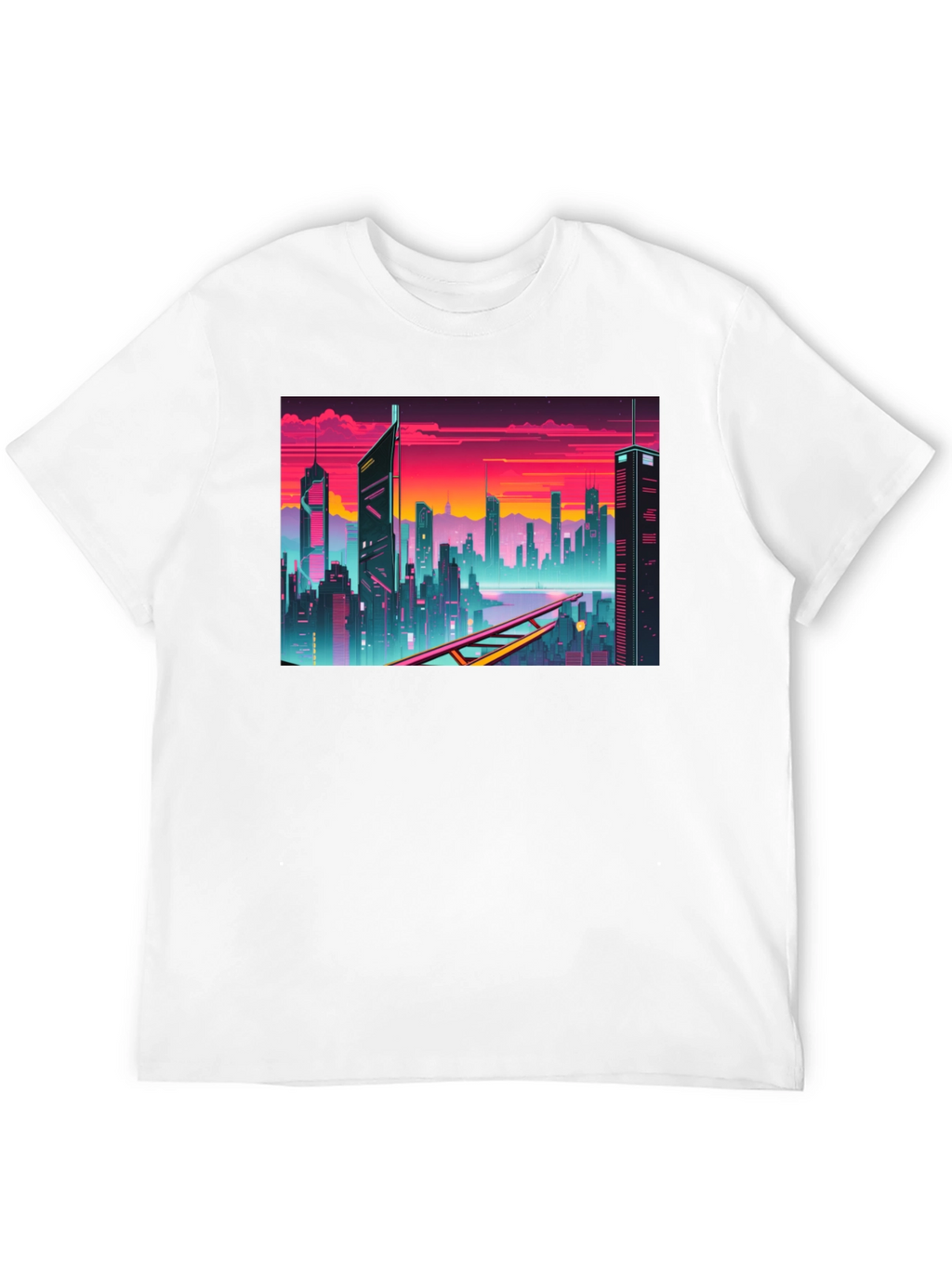 Cyberpunk Cityscape Graphic T-Shirt