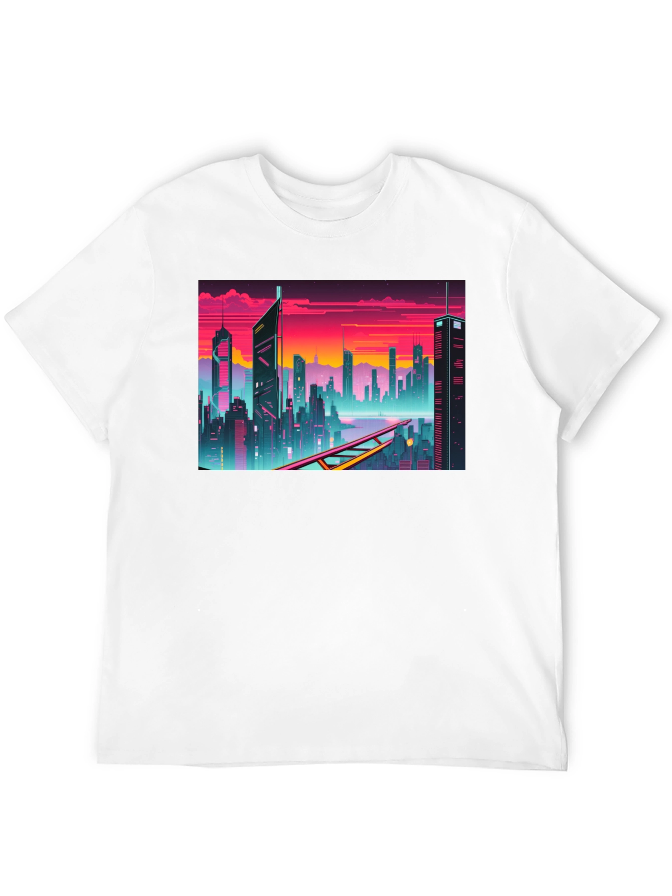 Cyberpunk Cityscape Graphic T-Shirt
