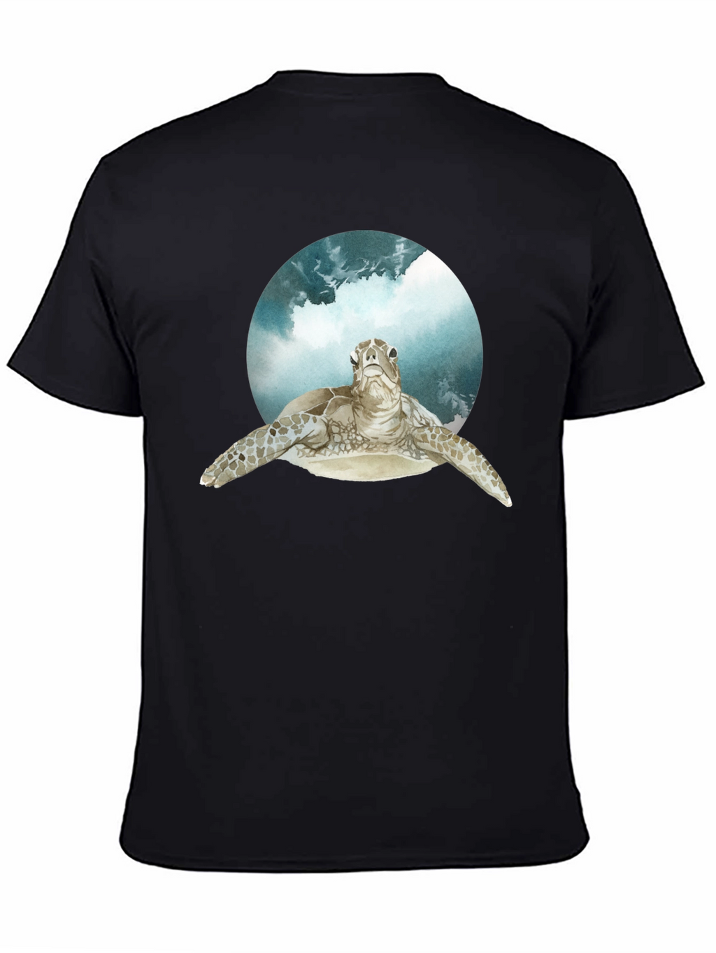 Sea Turtle Graphic Print Black T-Shirt