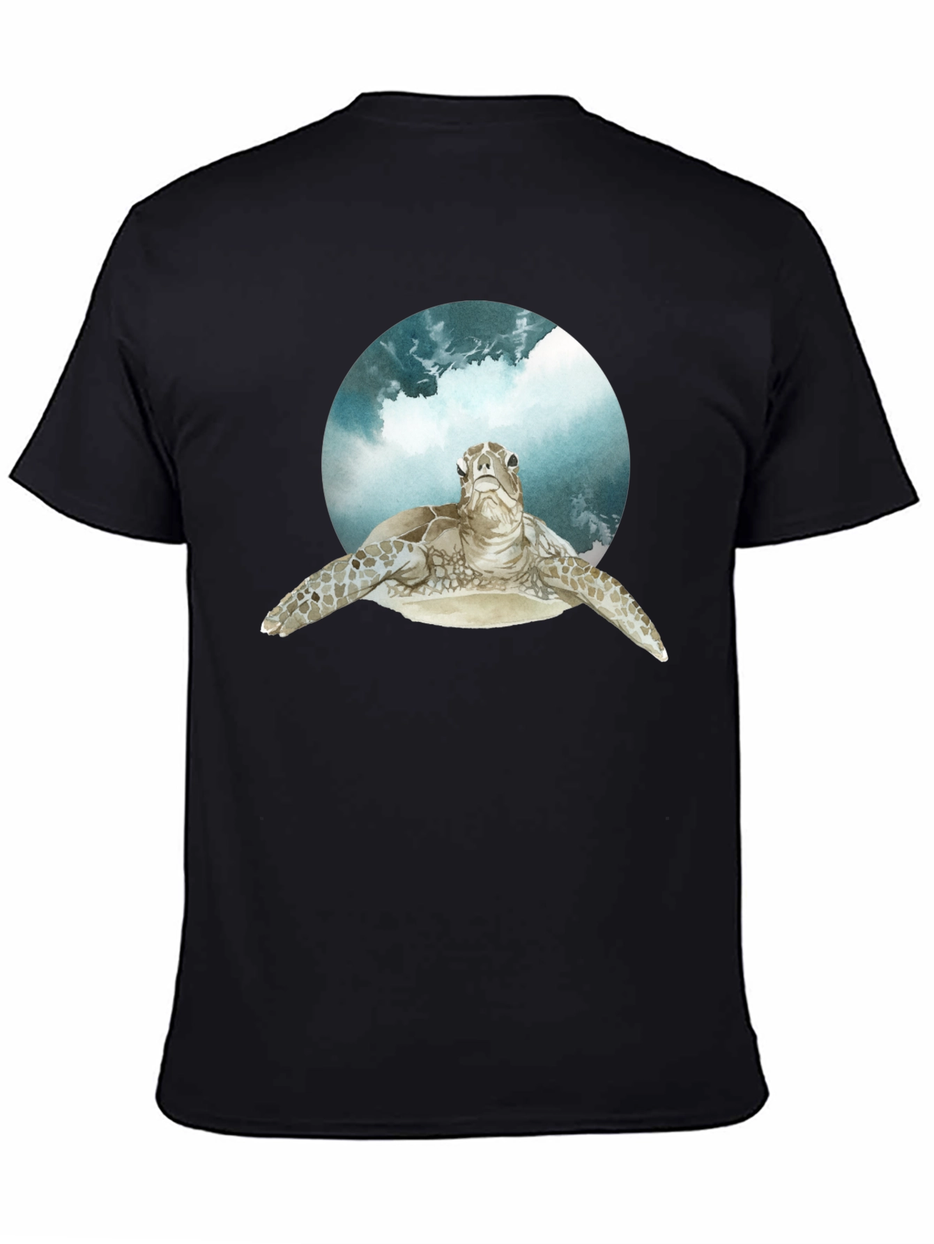 Sea Turtle Graphic Print Black T-Shirt
