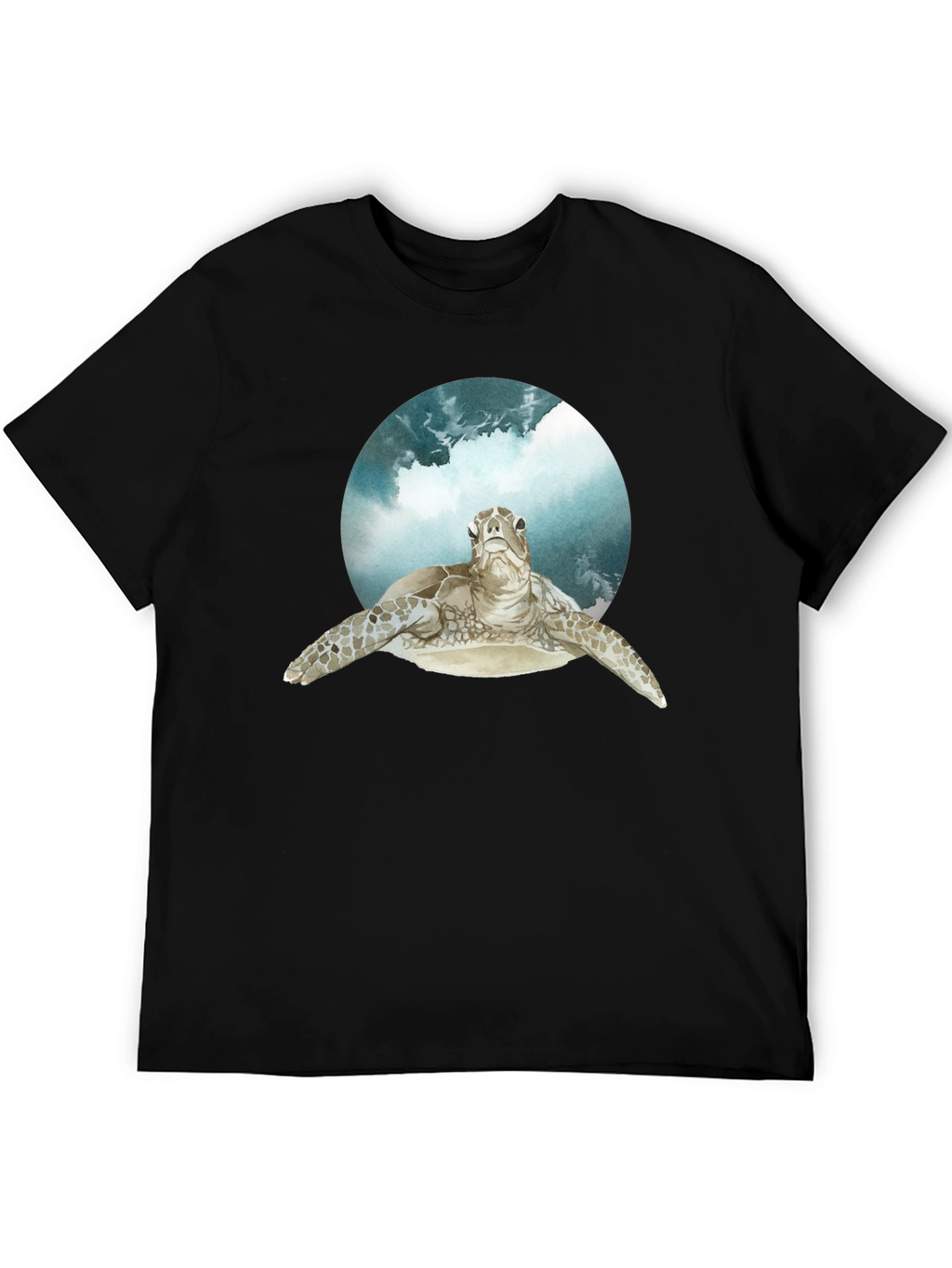 Sea Turtle Graphic Print Black T-Shirt