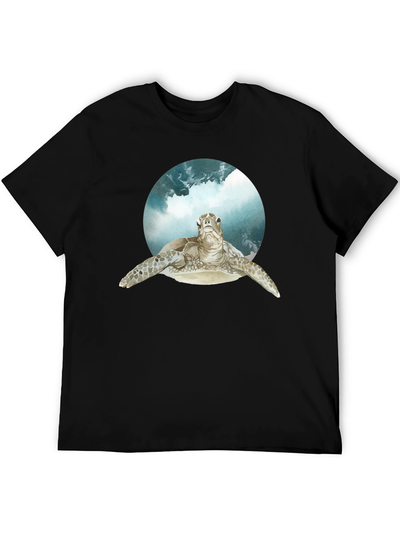 Sea Turtle Graphic Print Black T-Shirt