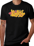 Graffiti Style Graphic Tee - Black Cotton Blend