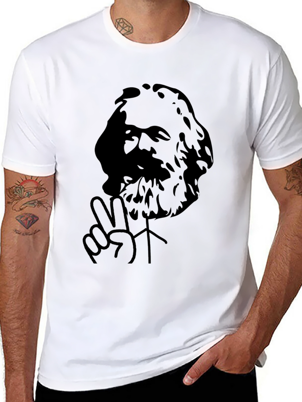 Karl Marx Peace Sign Black T-Shirt