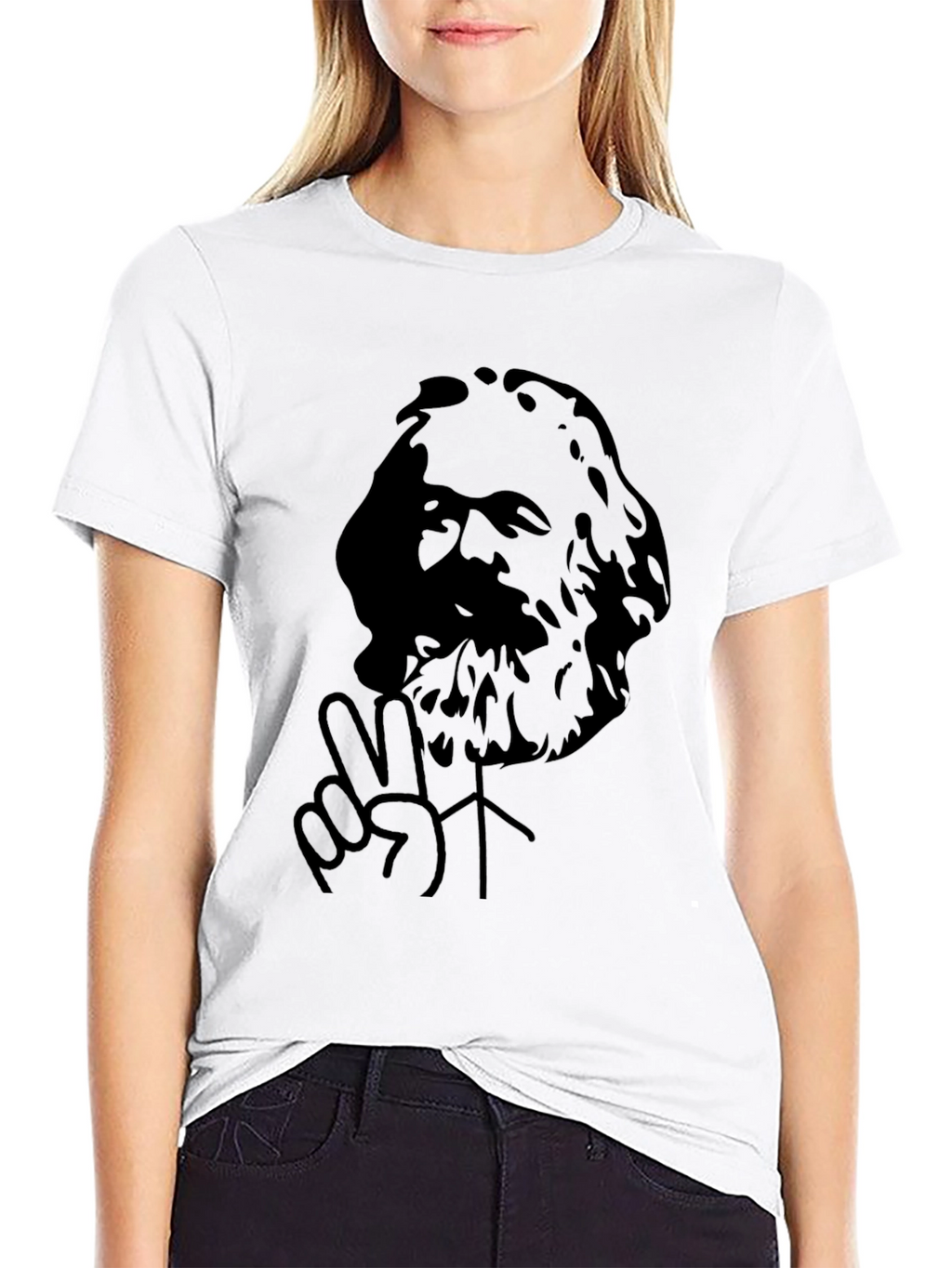 Karl Marx Peace Sign Black T-Shirt