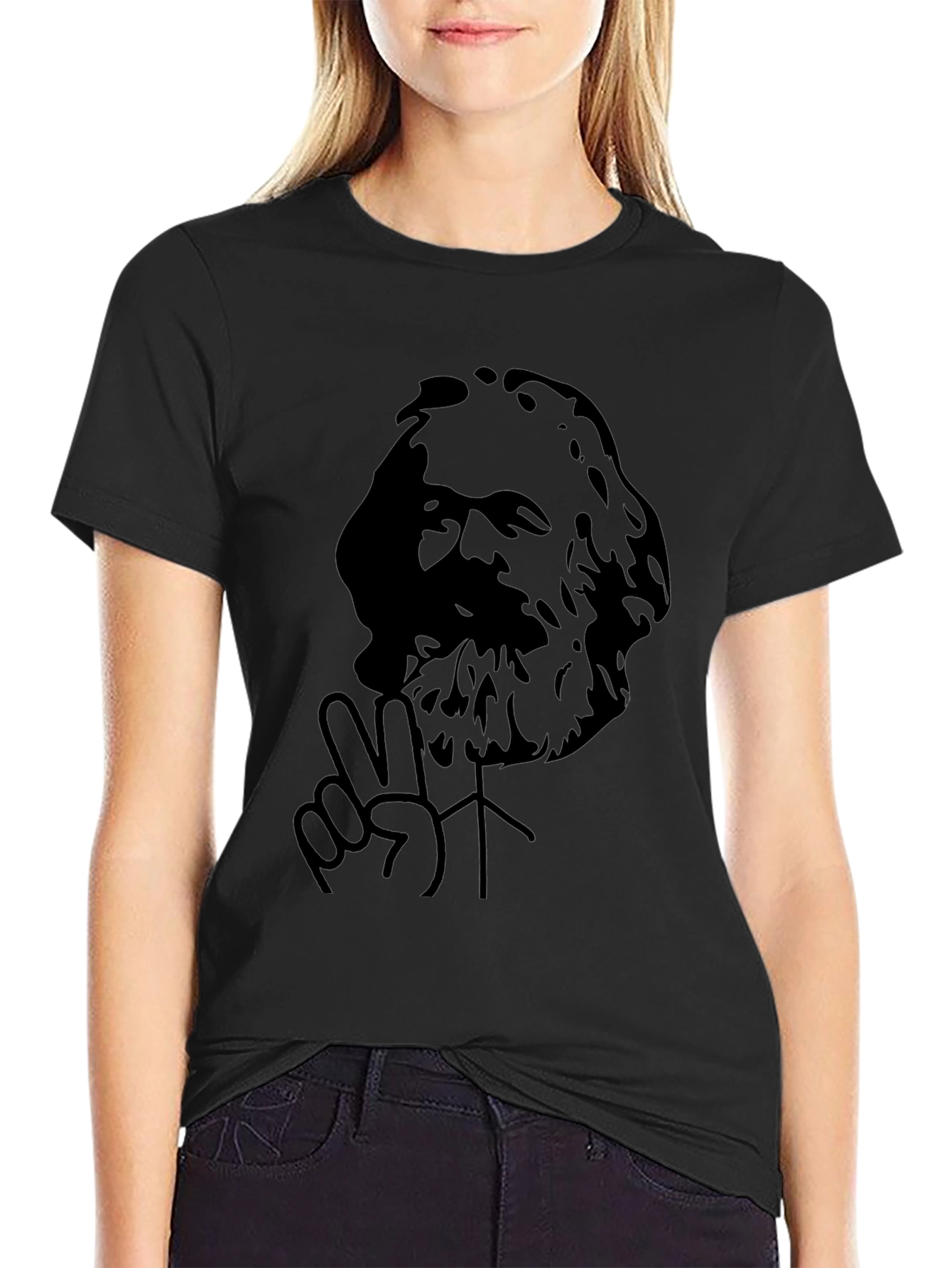 Karl Marx Peace Sign Black T-Shirt