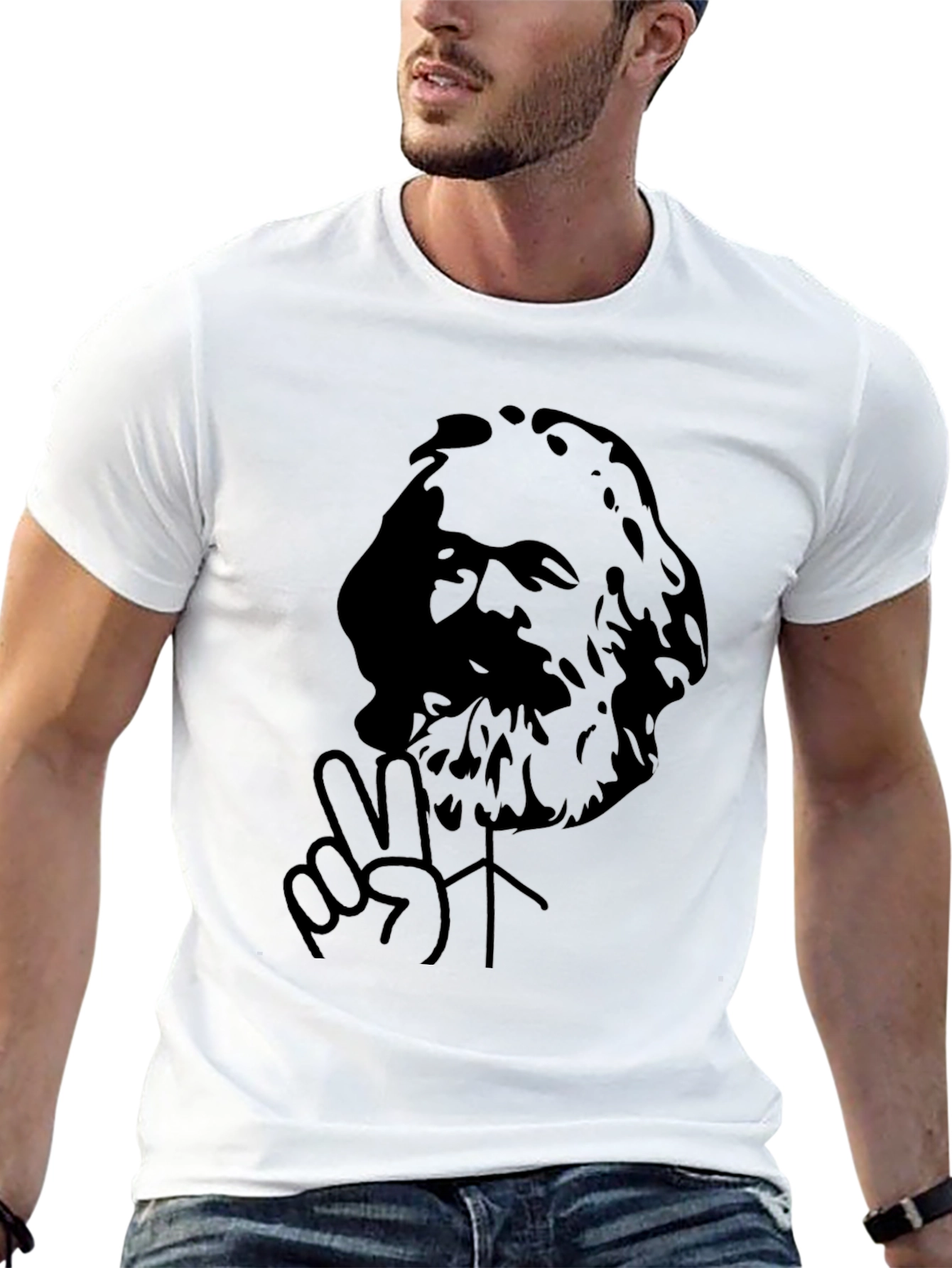 Karl Marx Peace Sign Black T-Shirt