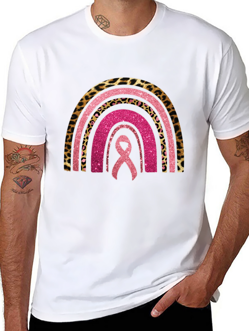 Breast Cancer Awareness Rainbow Ribbon Tee