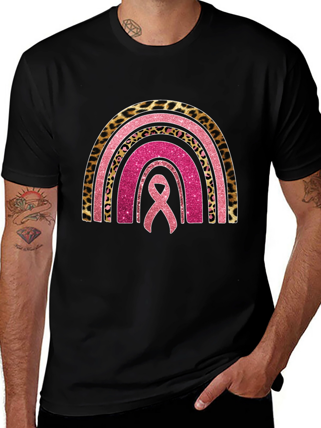 Breast Cancer Awareness Rainbow Ribbon Tee
