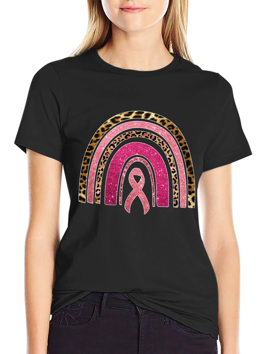 Breast Cancer Awareness Rainbow Ribbon Tee