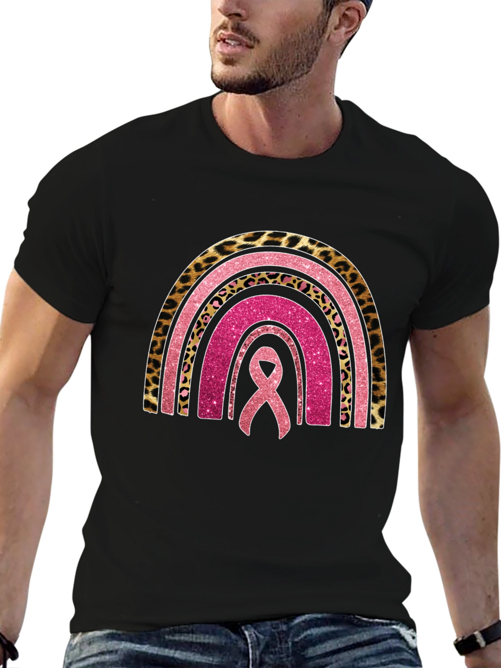 Breast Cancer Awareness Rainbow Ribbon Tee