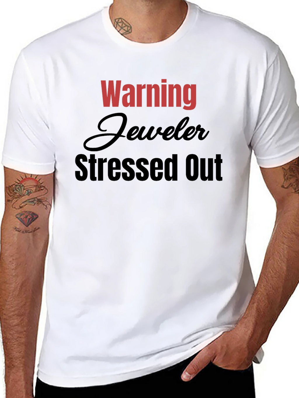 Warning Jeweler Stressed Out T-Shirt - Black