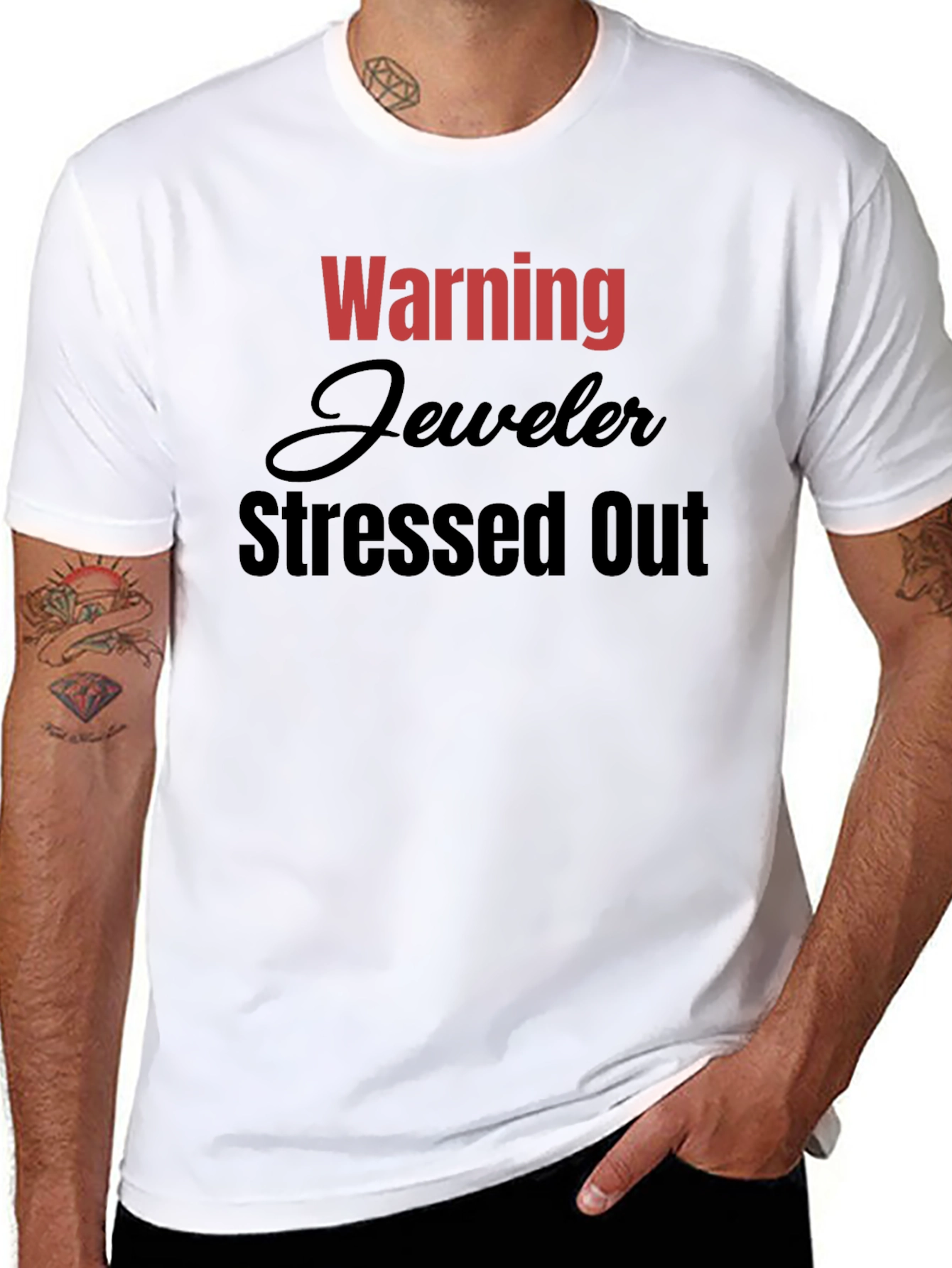 Warning Jeweler Stressed Out T-Shirt - Black