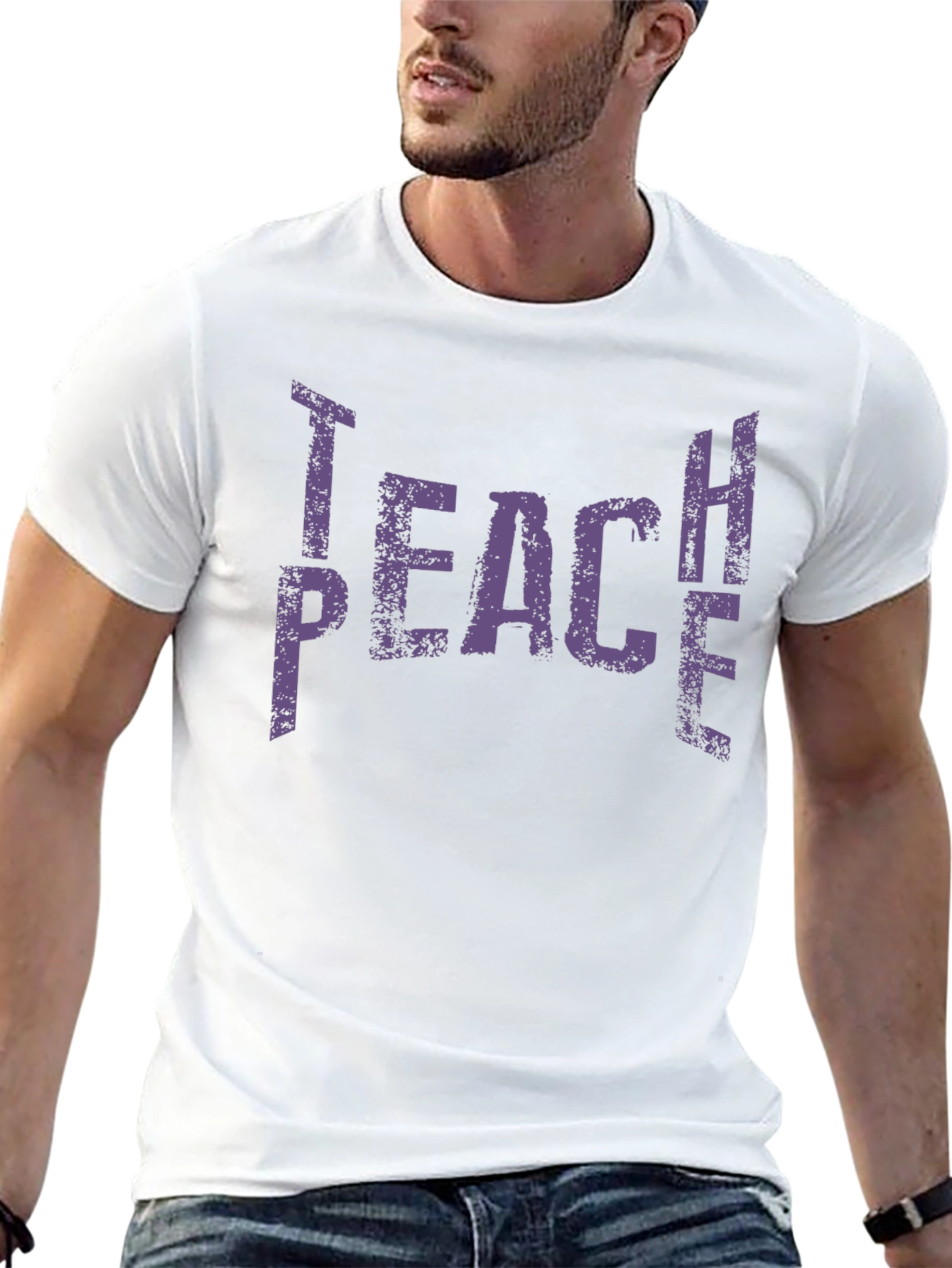 Teach Peace Graphic Tee - Black Cotton T-Shirt