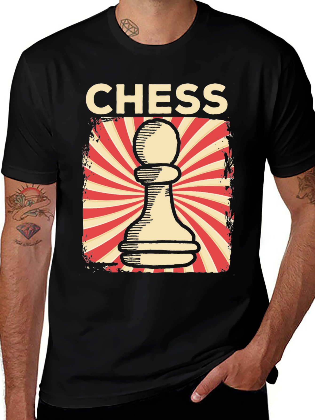 Chess Pawn Graphic Tee - Retro Design