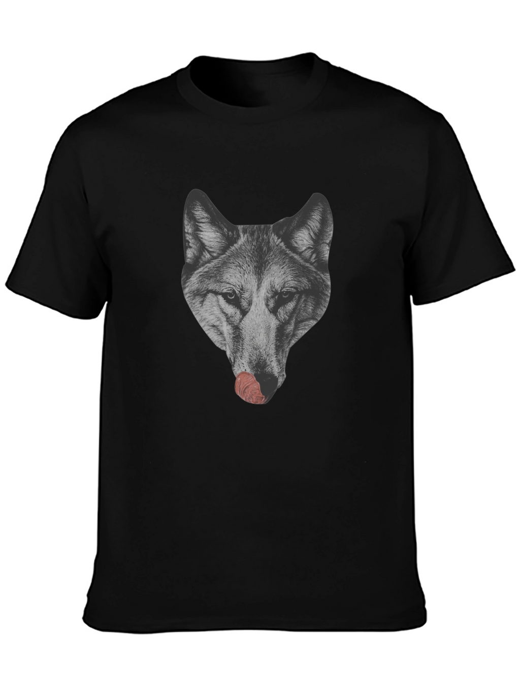 Wolf Licking Nose Graphic T-Shirt