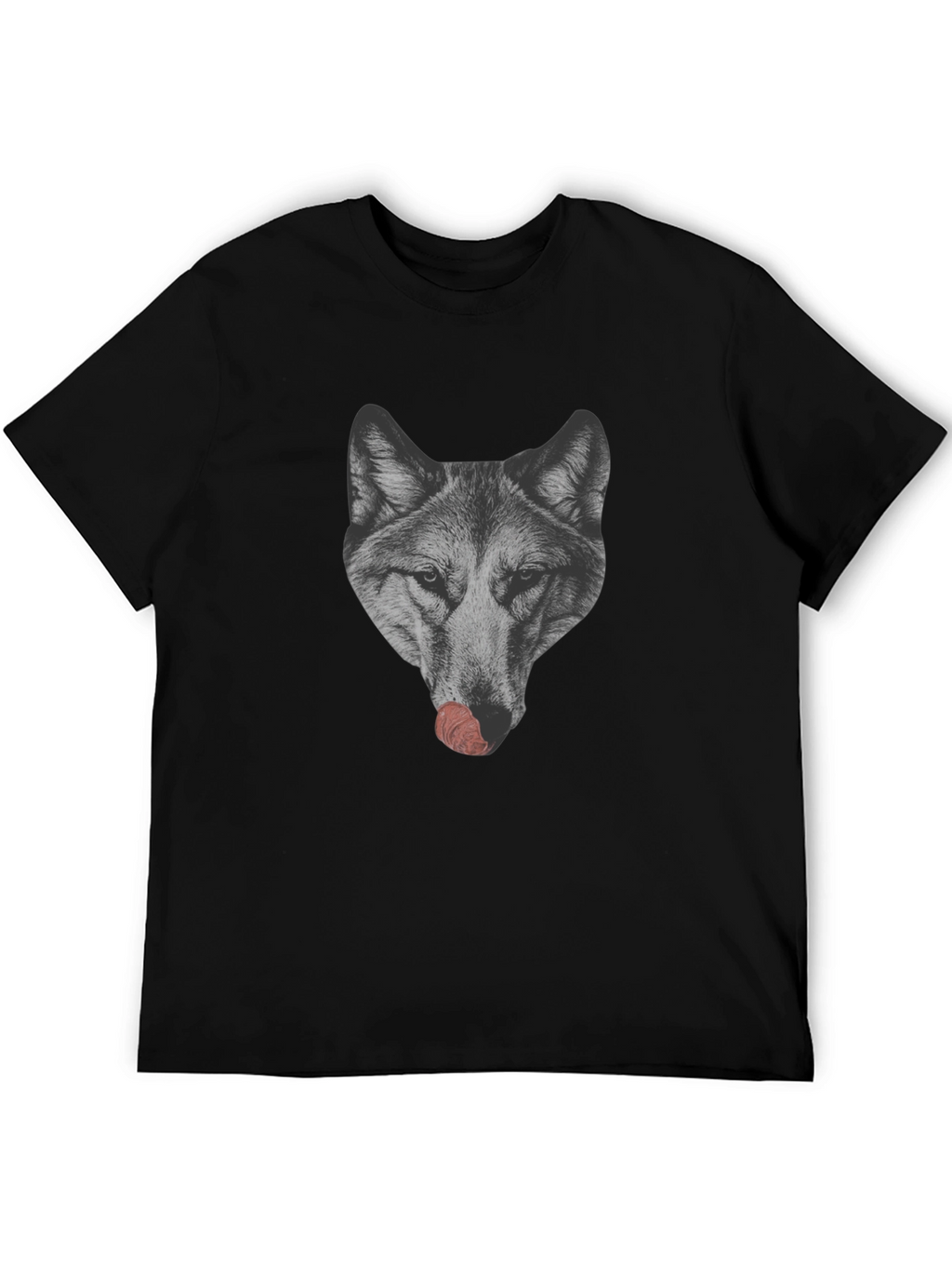 Wolf Licking Nose Graphic T-Shirt