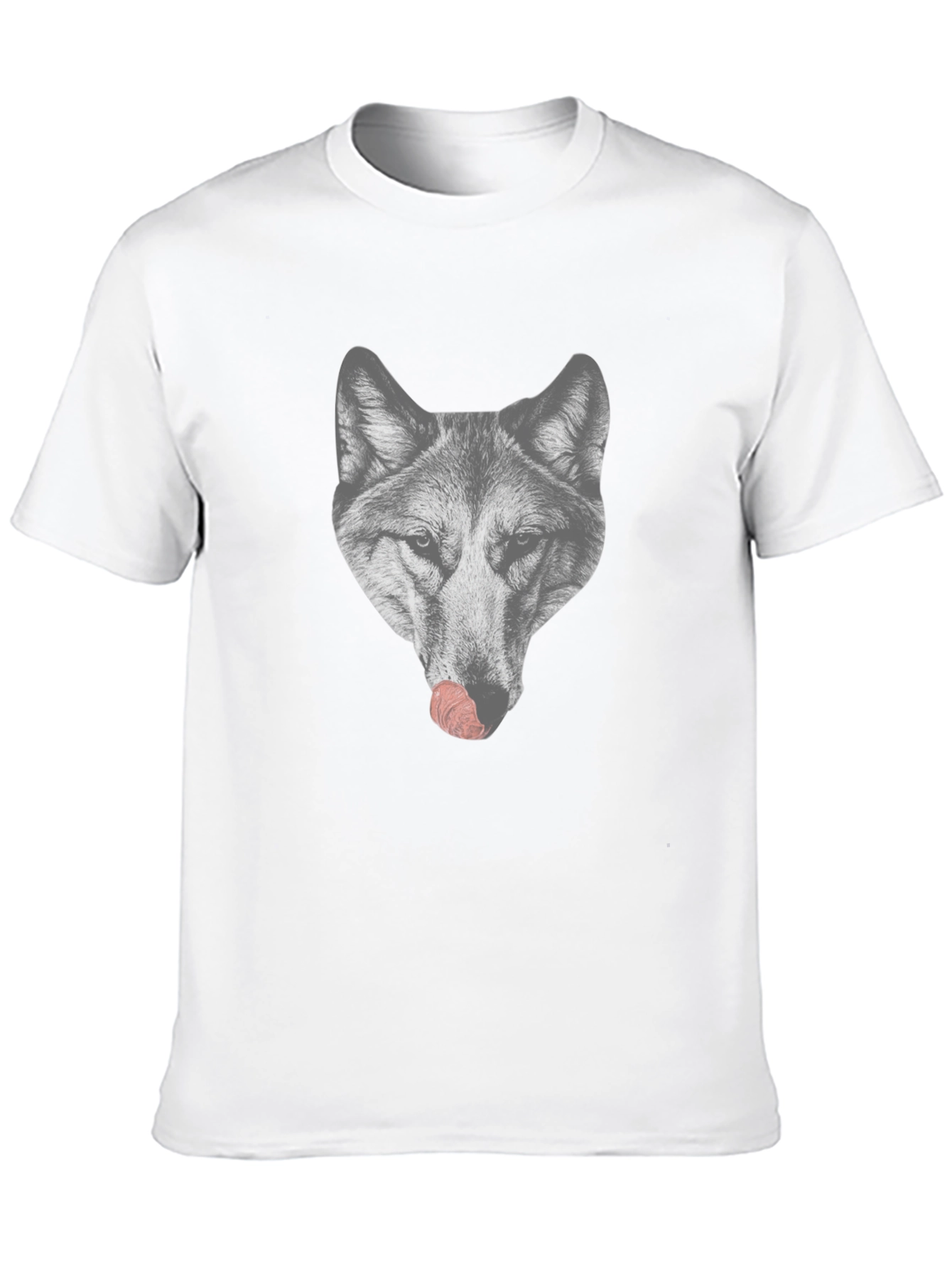 Wolf Licking Nose Graphic T-Shirt
