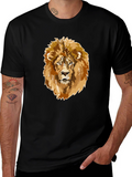 Lion Mosaic Graphic Print Black T-Shirt